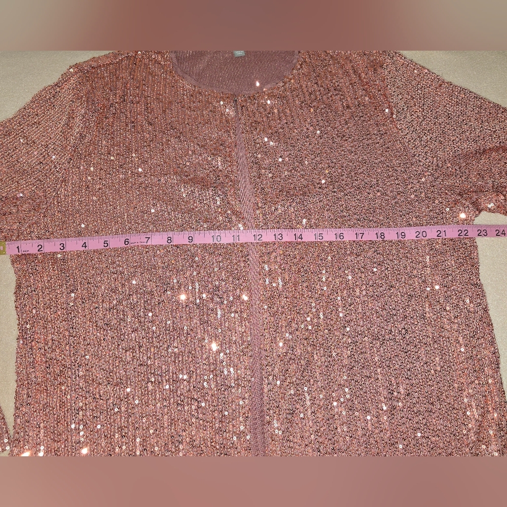Kate And Mallory Sparkling Pink Sequin Long Cardigan XL (D) - Picture 6 of 6